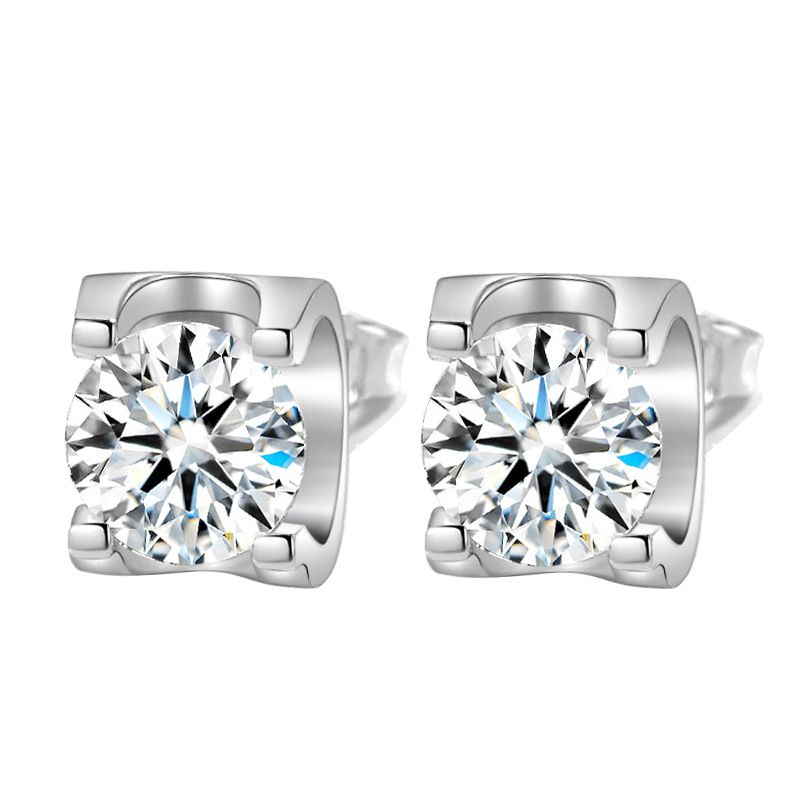 0.5 Carat Moissanite Diamond 6 Claws Stud Earrings 925 Sterling Silver 