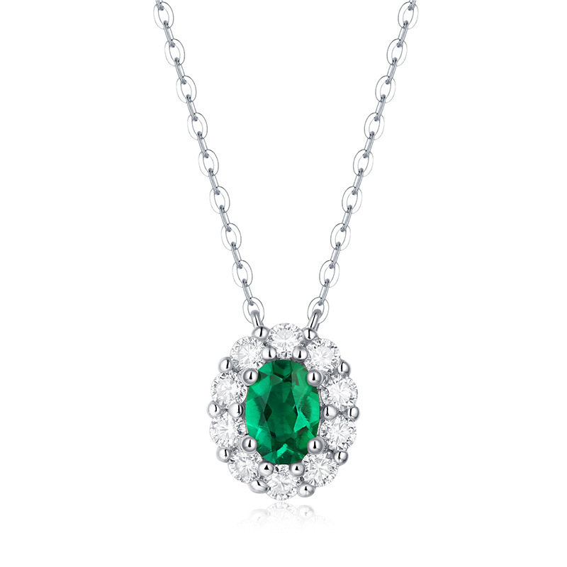 1Ct Emerald Sterling Silver Necklace - DANG0044. Free Shipping, Easy 30 ...